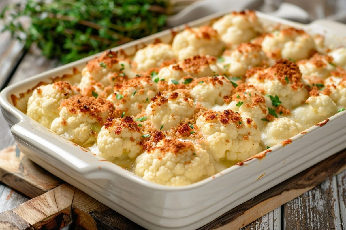 Redécouvrez le chou-fleur avec ce gratin léger sans béchamel, une recette simple pour un repas savoureux et sain