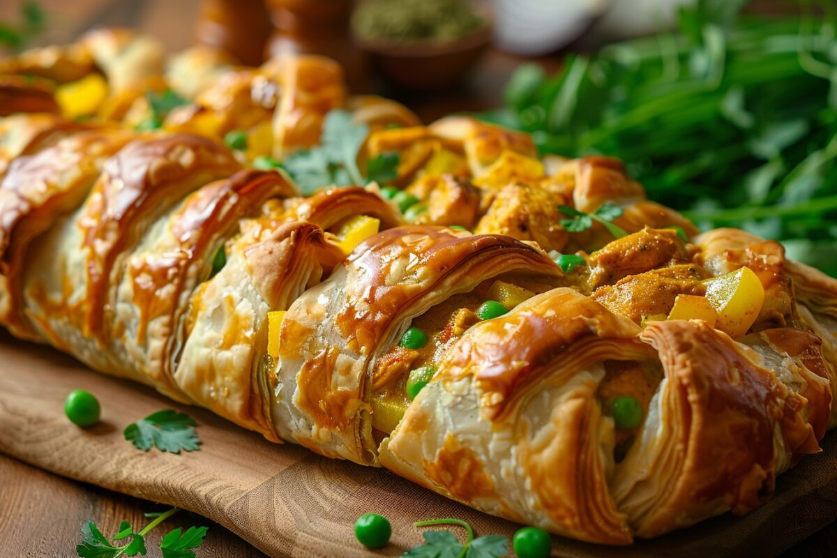 Transformez votre dîner avec cette recette simple de tresse feuilletée au curry de poulet