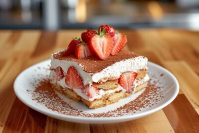 Vous cherchez un dessert à faible calorie? Découvrez comment préparer un tiramisu aux fraises allégé de 160 calories